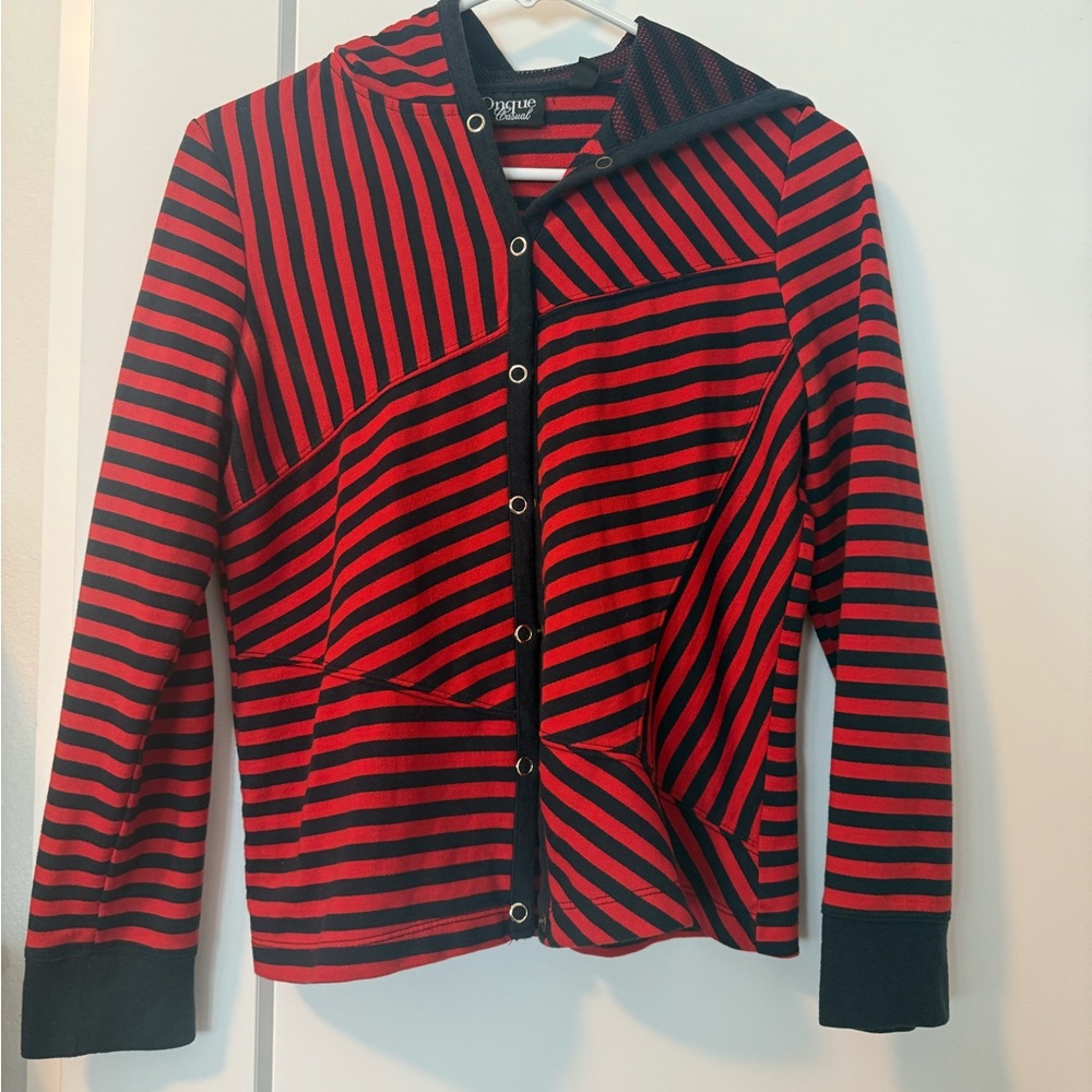 Desigual Striped Red and Navy Blue Top